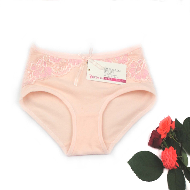 100% cotton panty modal women's trigonometric panties lace decoration panties