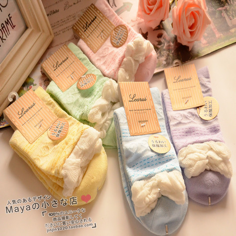 100% cotton puff cake socks fresh color 100% cotton women's socks winter socks