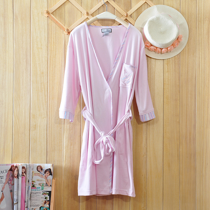 100% cotton robe soft solid color robe at home service robe plus size plus size bathrobe