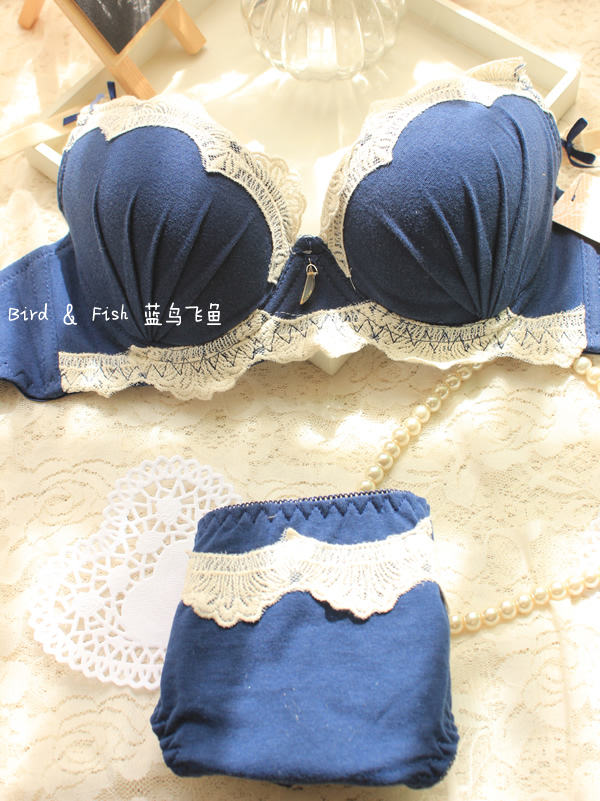 100% cotton . underwear 100% cotton bamboo 3 breasted side gathering push up bra comfortable bra set