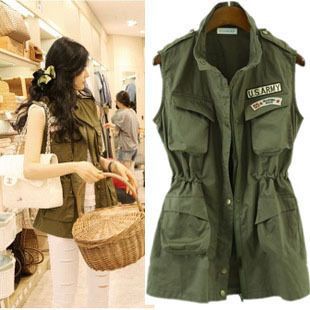 100% cotton vest female spring and summer fashion olive long  women's strap slim waist vest/free shipping women army vest 2013