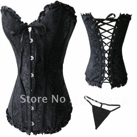 100% Guaranteed free shipping Sexy black brocade corset, lingerie wholesales, body lift shaper, sexy underwear MZ2195