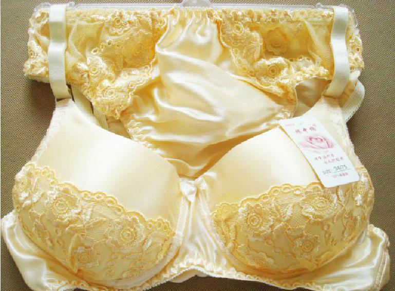 100% pure silk underwear bra pants silk, the delicate silk brief sets yellow