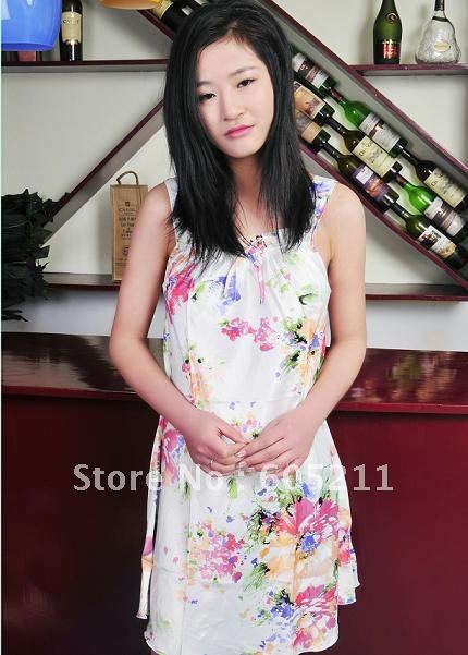 100% satisfaction New Chinese Women's Silk Satin printing gallus intimate&Sleep kimono robe gown one size "LGD S0092"