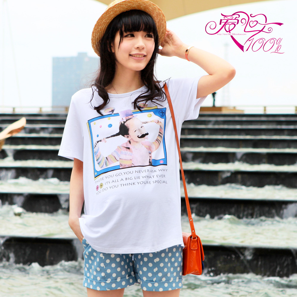 100% y8073 love summer maternity clothing girl casual maternity t-shirt short-sleeve top