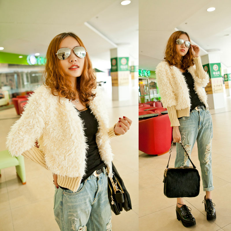 1008 2012 massifs autumn new arrival women's sheep trophonema goatswool short jacket slim