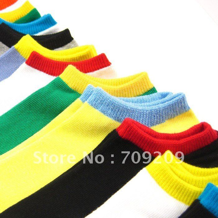 100pair/lot Korea new plus side candy color socks cotton socks sports socks invisible socks 307 free shipping