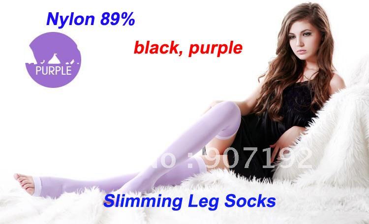 100pairs  Women Socks Slimming fitness Leg Socks Slim Shaper Beauty Leg Socks, black and purple(OPP bag)