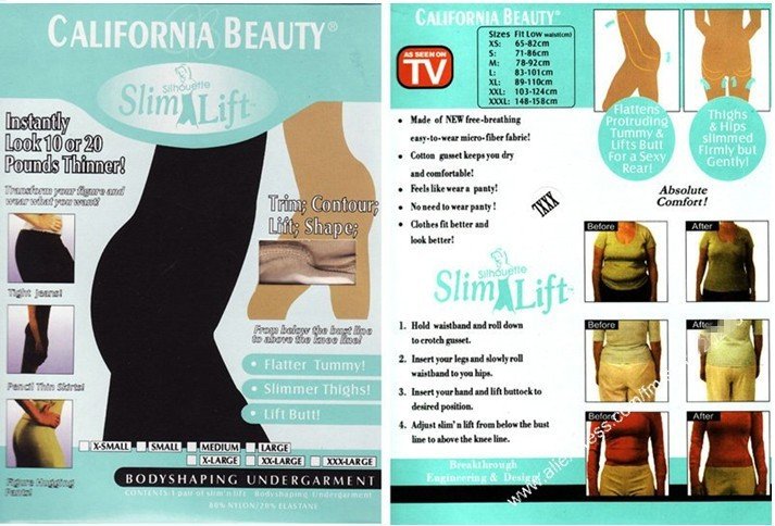 100pcs Free shipping California Beauty Slim N Lift Body Shaping Garment Body Sculpting Clothing As Seen On TV lose weight