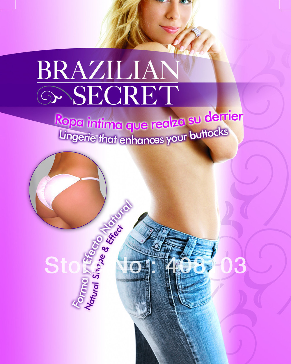 100pcs/lot Brazilian Secret Booty Shaping Panties / Underwear Size M/L/XL Black and White(Retail packaging)