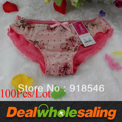 100Pcs/Lot Free Shipping Bud silk lace transparent sexy Ladies Panties lady bud silk Inner pants