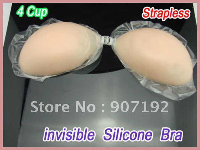 100pcs/lot free shipping Nude Strapless Self Adhesive Silicone A B C D Cup New Un Bra silicone bra (Retail packaging)