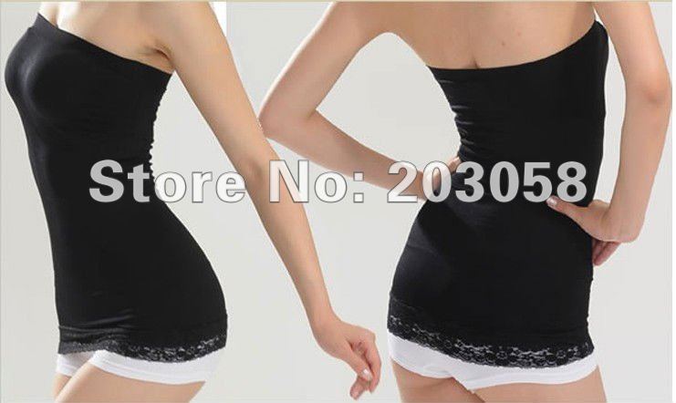 100pcs/lot+free shipping wholesale--Women's Body Slimming Camisole Shaper Underwear Shapewear Vest with lace detail