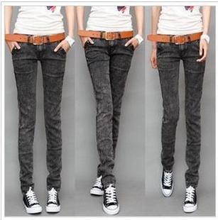 1013 black jeans skinny pants pencil pants denim trousers pants elastic thin