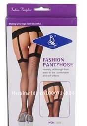 1029 Fashion Sexy Net Black Sheer Garter Belt Stockings Pantyhose (Black)