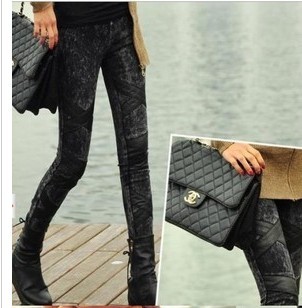 1049 2012 faux leather patchwork legging