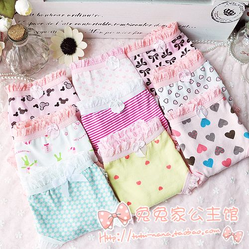 10pcs/lot Panties limited edition bow princess women's 100% cotton 100% women's low-waist cotton panties -