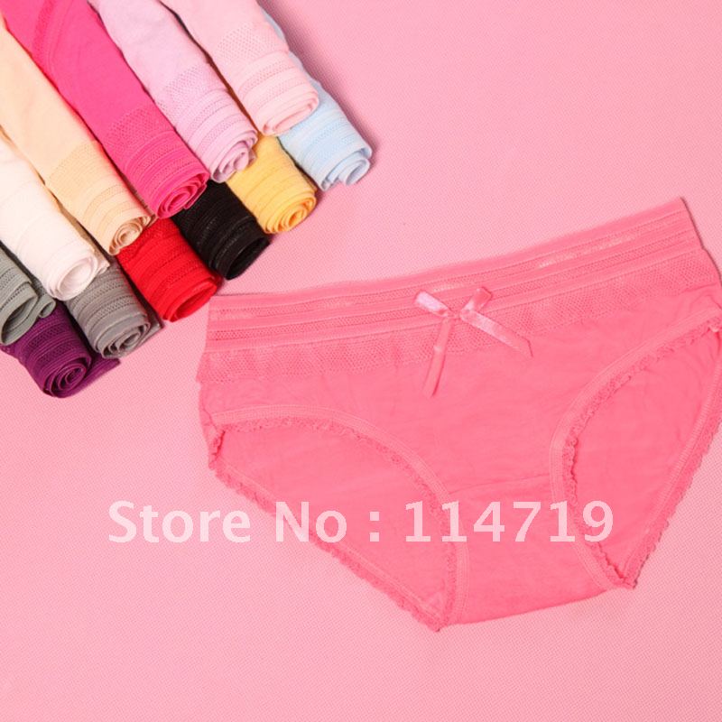 10pcs/lot wholesale 2012 NEW women's 100% cotton panties princess pants lace bamboo charcoal fiber  briefs underwear