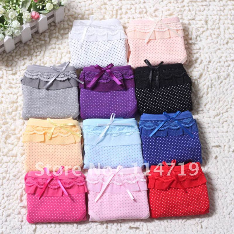 10pcs/lot wholesale women's lady's 100% cotton pants low-waist panties princess lace decoration briefs underwear FREE SHIPPING