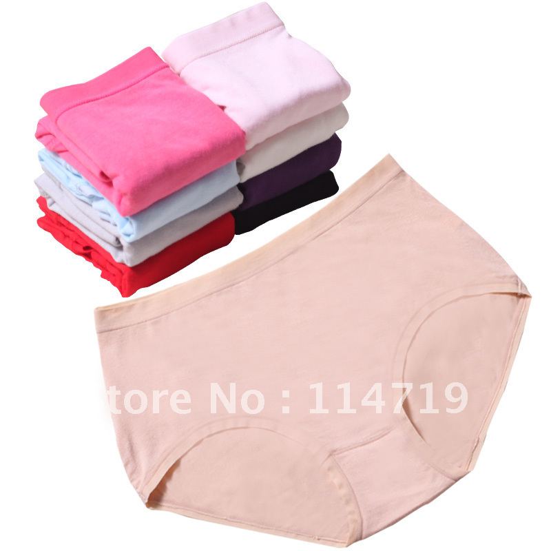 10pcs/lot wholesale women's panties modal mid waist 100% cotton bamboo fibre briefs soft 11 color 2012 New Free Shippng