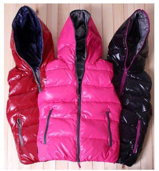 10pcs/lot Women Fashion glossy Hooded thick warm down cotton vest Free Shipping NV279