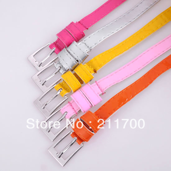 10Pcs New Fashion Women's Cute Candy Color Patent Leather Thin Waistband Belts 5 Colors Free Shipping