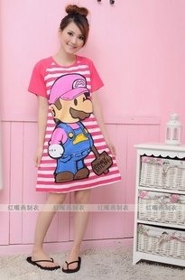 10pieces/ lot     very nice Short sleeve cotton nightdress pyjamas ladies bear  twinklepebble-com