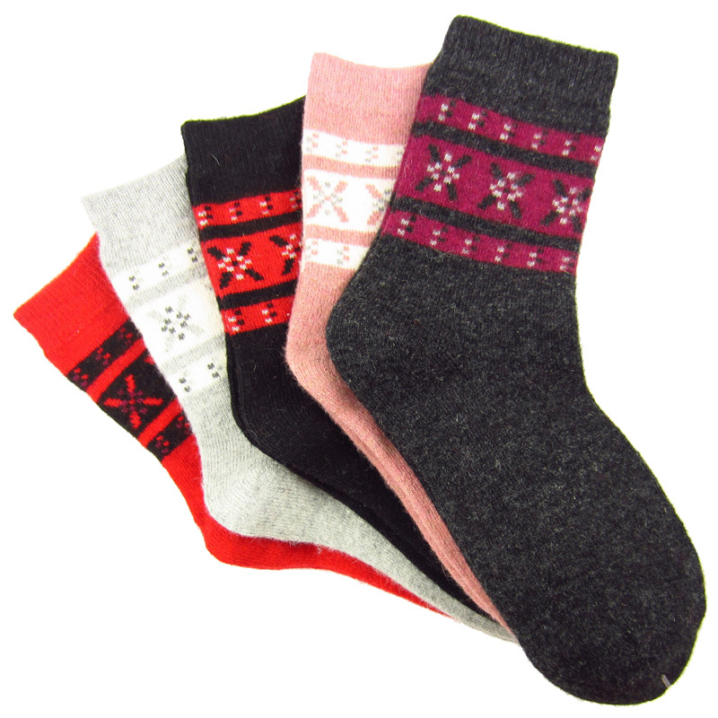 10x  New Feona autumn and winter women's thickening thermal  wool pattern socks chromophous (B360)