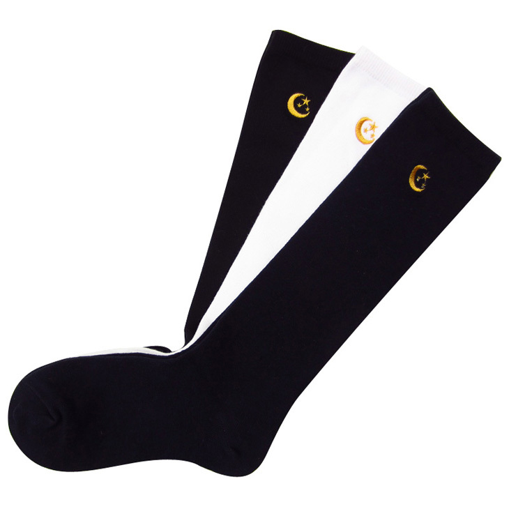 10x  New Feona women's knee-high  embroidery moon thermal 100% cotton socks chromophous (B330)