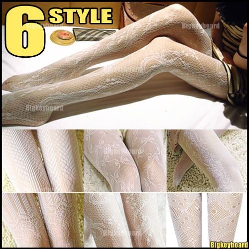 10x Sexy White Women Fishnet Net Pattern Jacquard Pantyhose Tights Free Shipping