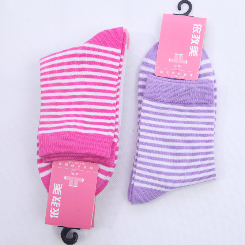 10x  Spring and autumn  female  multicolour  small horizontal stripe socks