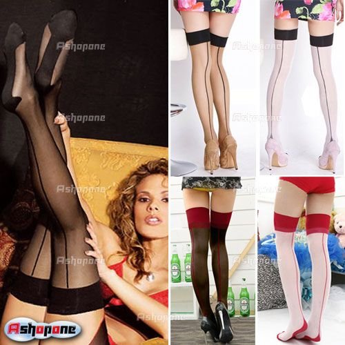 10xNew Sexy Womens Heal Seamed Seam Thigh High Stockings Free Shipping