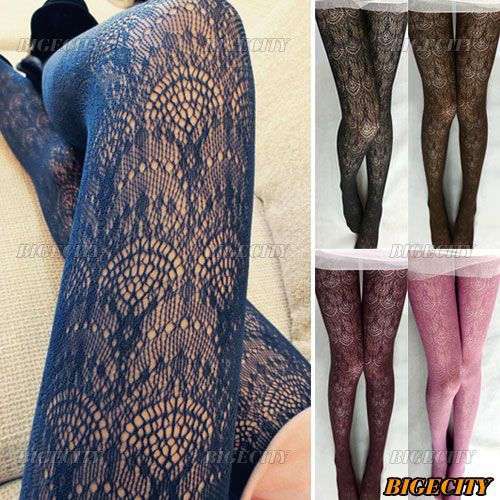 10xSexy Vintage Women Lace Pattern Fishnet Hollow Flower Pantyhose Tights Free Shipping