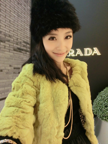 11.26yumi high quality luxury dense rabbit fur coat