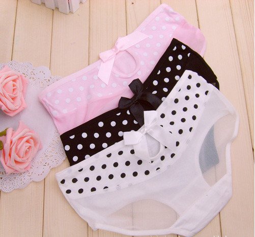 11 Colors Sexy Polka Dot Bow Lace Panties Underwear Women 5 Pcs/Lot Free Shipping