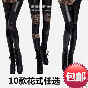 12.12 new arrival pants fashion all-match faux leather elastic slim tights ankle length trousers legging