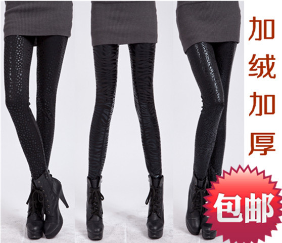 12.12 winter plus velvet thickening pants matt faux leather legging tight autumn and winter ankle length trousers thermal