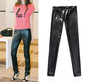 12 autumn and winter new arrival faux leather plus velvet winter legging tight pencil warm pants