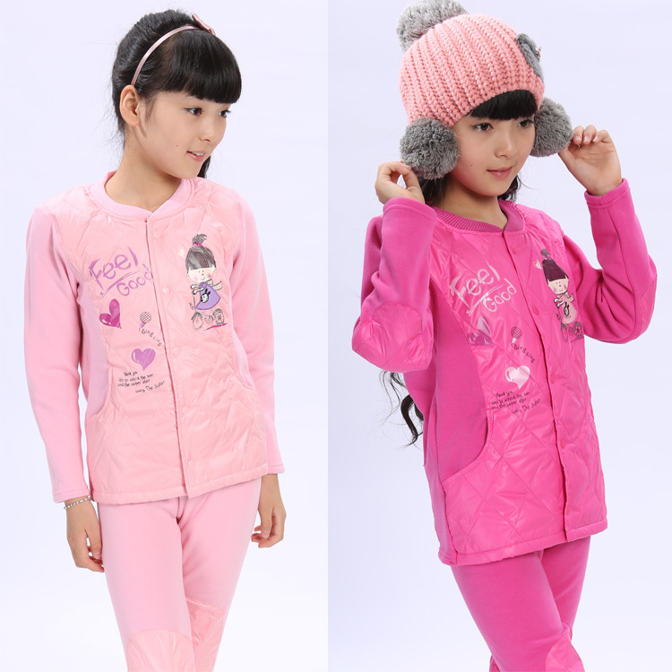 12 big children's clothing female child thermal underwear sets child female down coat thermal underwear sets child female