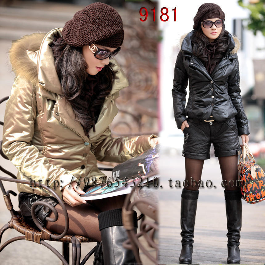 12 big women's winter fashion cotton-padded jacket shiny cotton-padded jacket thickening outerwear wadded jacket 9181