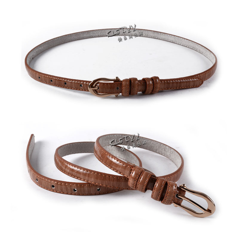 12 fashion japanned leather color gold Women genuine leather all-match women's decoration belt thin belt