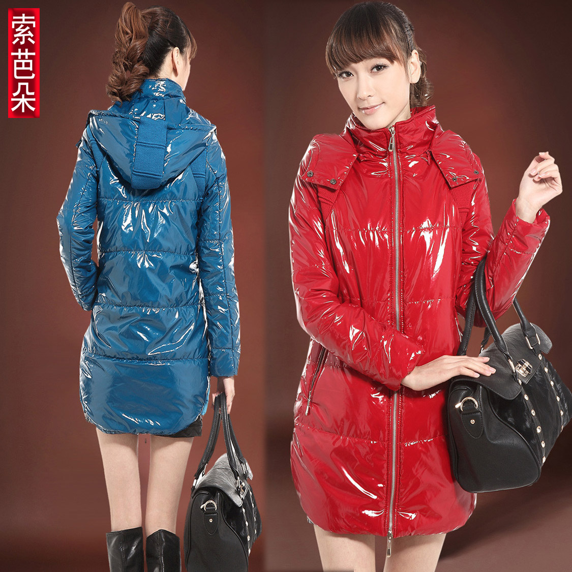 12 large winter women's cotton-padded jacket outerwear shiny cotton-padded jacket medium-long wadded jacket yr005