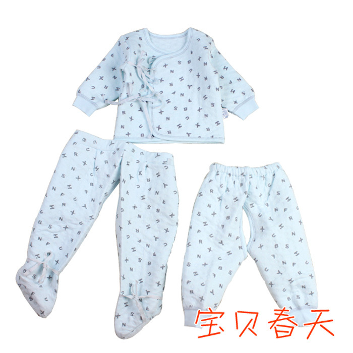 12 new arrival autumn infant thermal underwear three pieces set bandage 0-1 year old clothes