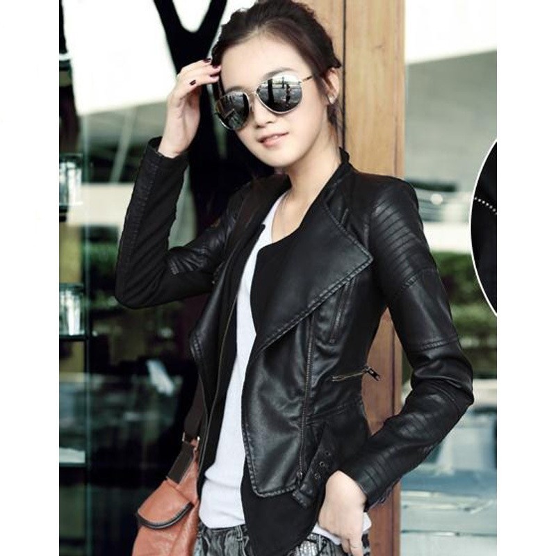 12 spring and autumn fashion leather clothing female short design motorcycle female slim all-match jacket small leather clothing