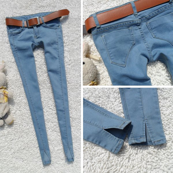 12 summer butt-lifting light blue jeans skinny pants all-match tight elastic pencil pants