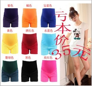 12 summer maternity clothing maternity pants summer 100% cotton maternity shorts candy color 100% cotton maternity shorts