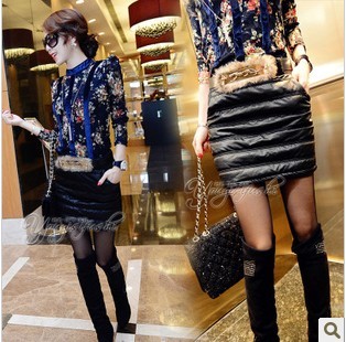 12 winter leather female plus cotton woolen slim bust skirt fashion belt short skirt