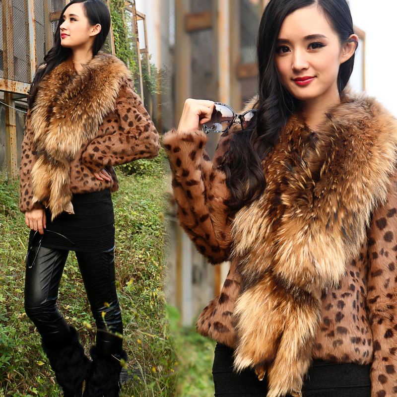 12 winter new arrival sexy leopard print short design fur ultralarge luxurious fur collar temptation