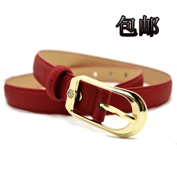 12 women's strap genuine leather women's belt female fashion all-match rhinestone thin belt