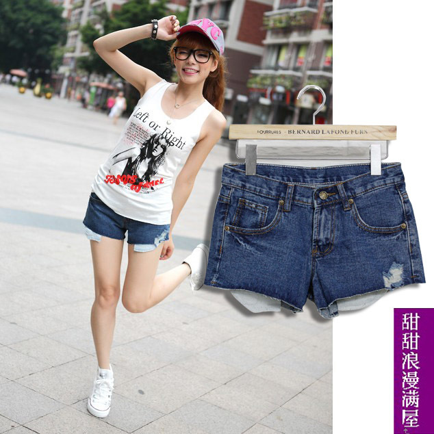 120 2013 summer women's fashion blue denim shorts c6829